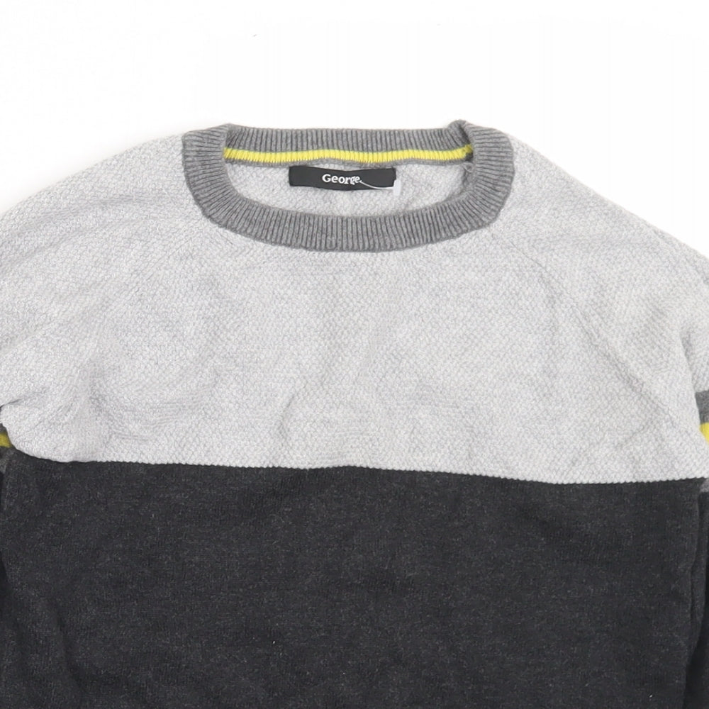 George Boys Grey Crew Neck  Cotton Pullover Jumper Size 7-8 Years