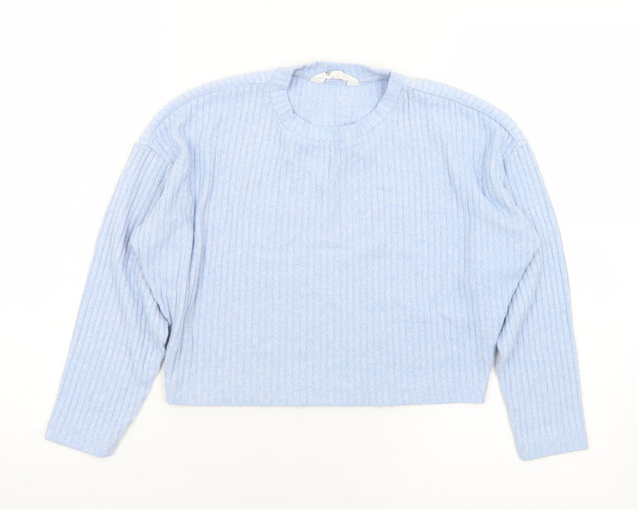 H&M Girls Blue Crew Neck Viscose Pullover Jumper Size 8-9 Years - 8-10 Years