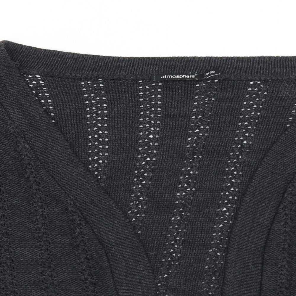 Primark Womens Grey V-Neck  Acrylic Cardigan Jumper Size 10