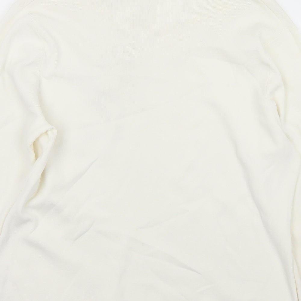 Stephen Y Womens White Round Neck  Viscose Pullover Jumper Size L   - L/XL