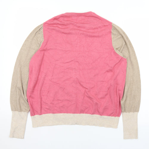 Marks and Spencer Womens Pink Round Neck  Viscose Cardigan Jumper Size 18