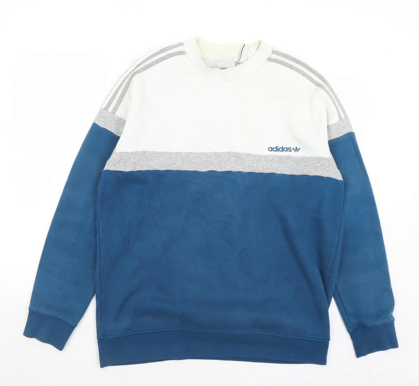 adidas Mens Blue  Cotton Pullover Sweatshirt Size L