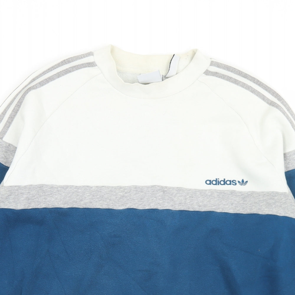 adidas Mens Blue  Cotton Pullover Sweatshirt Size L