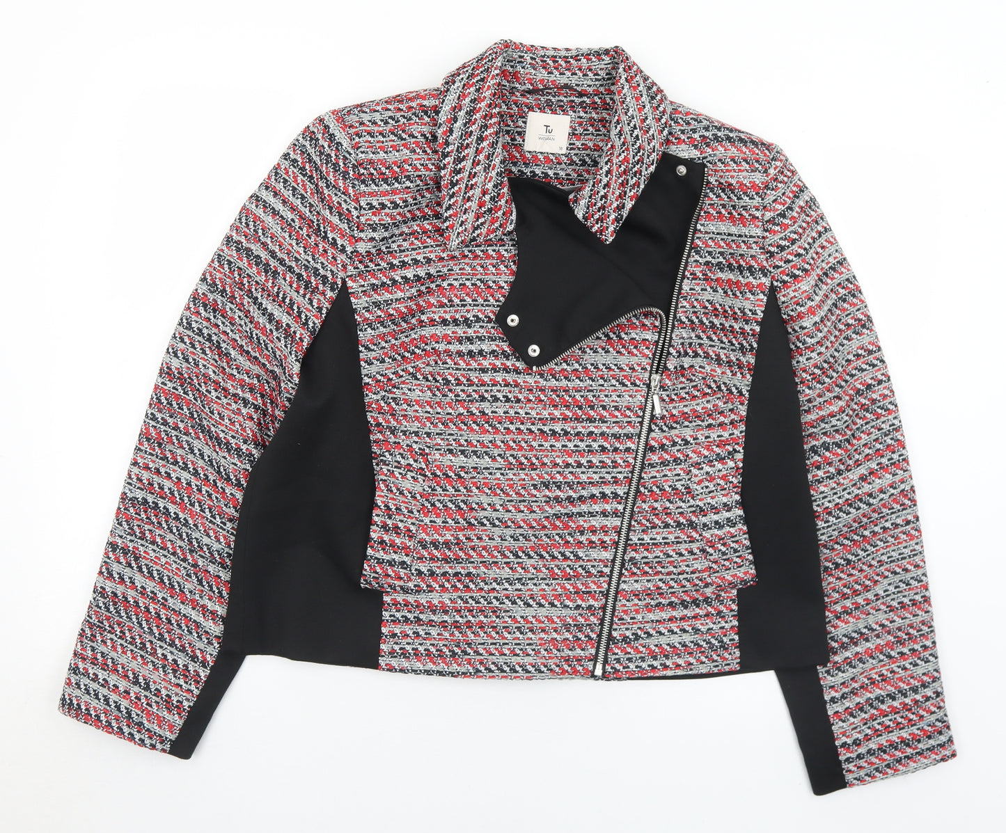 New Look Womens Red Striped  Jacket Coat Size 18  Zip