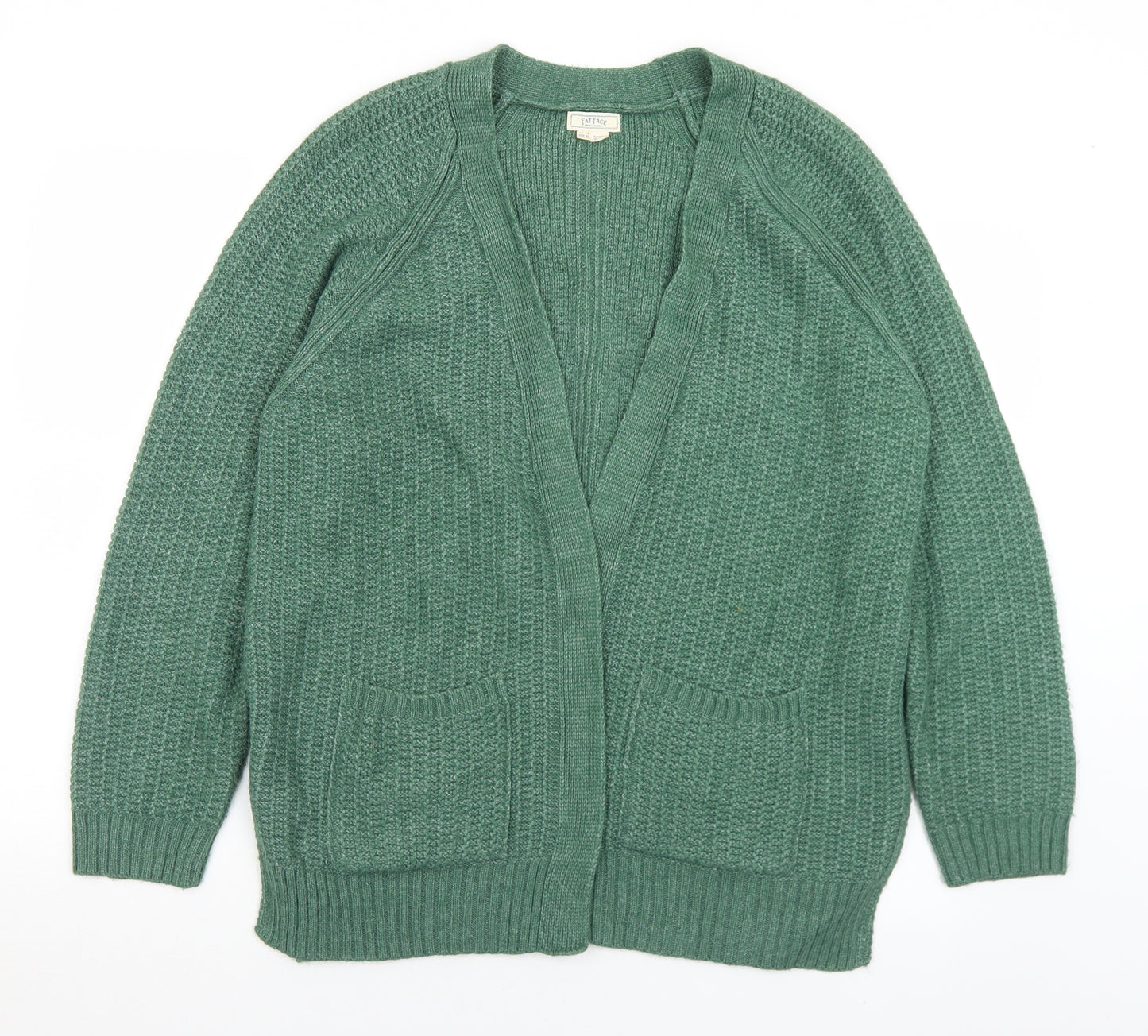 Fat Face Womens Green V-Neck  Acrylic Cardigan Jumper Size 14