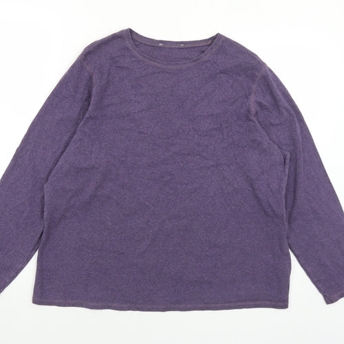Marks and Spencer Womens Purple  Cotton Jersey T-Shirt Size 22 Round Neck