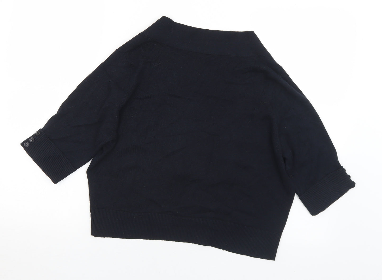 BHS Womens Black V-Neck  Viscose Cardigan Jumper Size 14