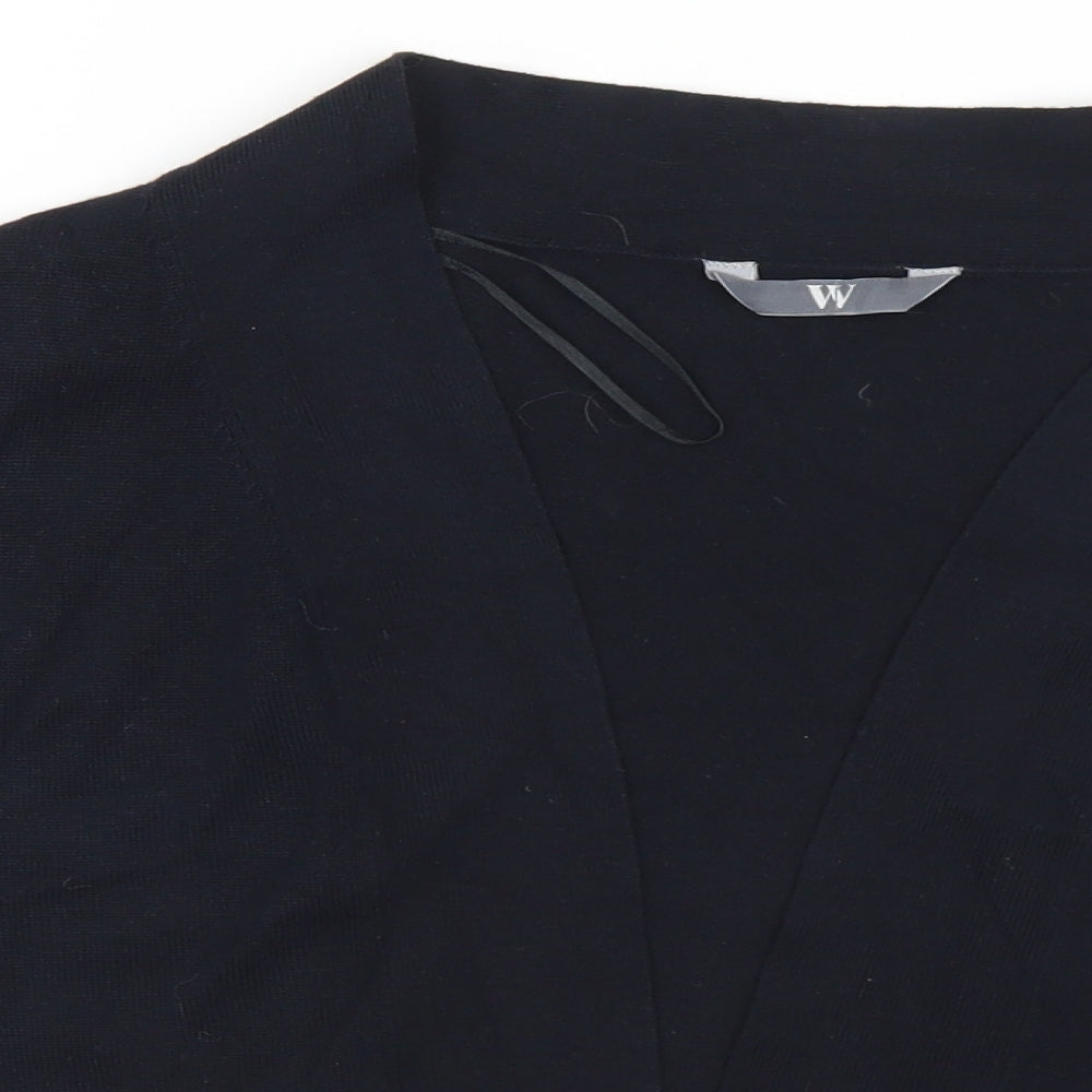 BHS Womens Black V-Neck  Viscose Cardigan Jumper Size 14