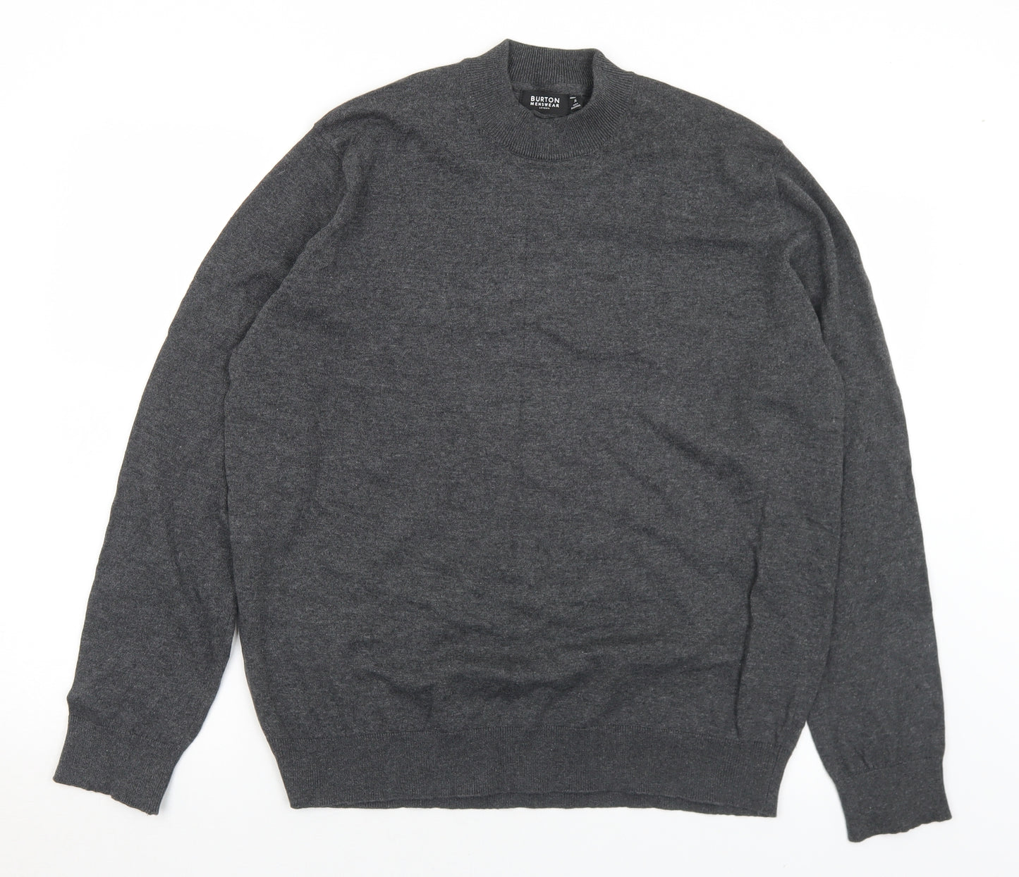 Burton Mens Grey Mock Neck  Cotton Pullover Jumper Size XL