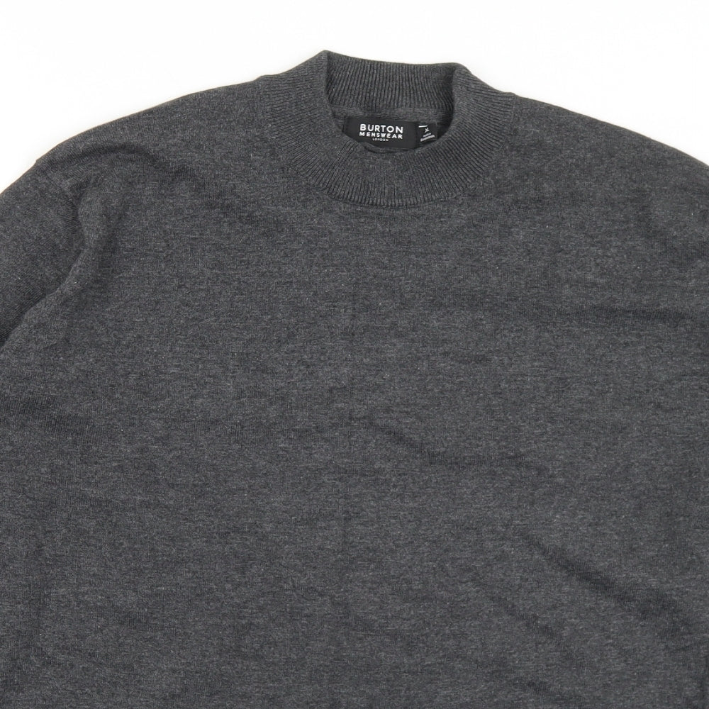 Burton Mens Grey Mock Neck  Cotton Pullover Jumper Size XL