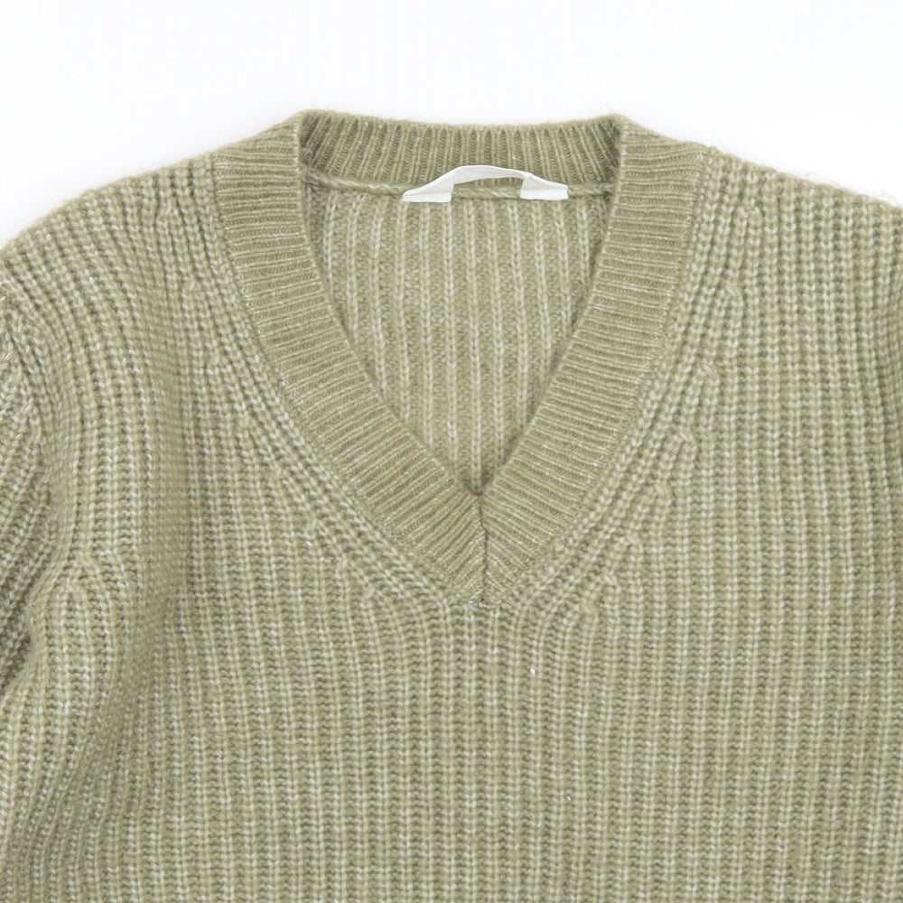 Primark Womens Green V-Neck  Acrylic Pullover Jumper Size 4   - 4-6