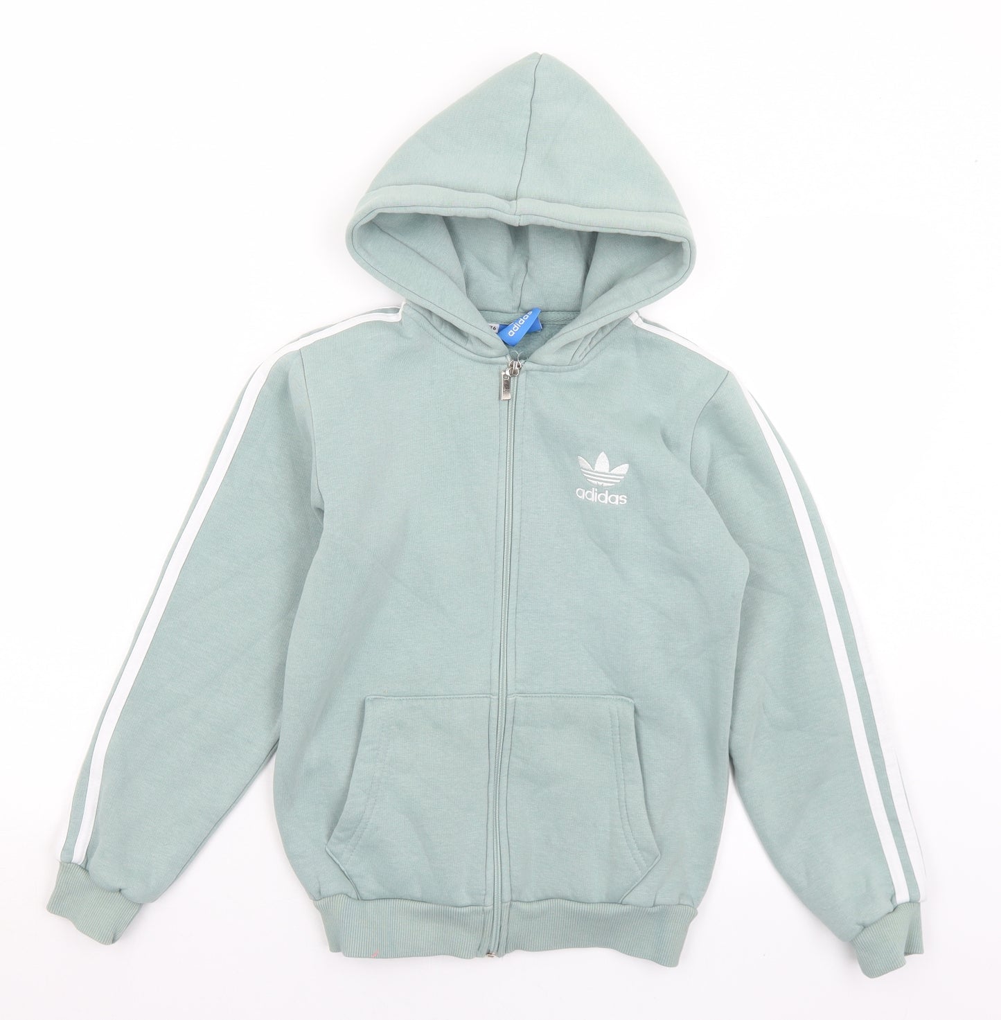 adidas Girls Green  Cotton Full Zip Hoodie Size 15-16 Years  Zip