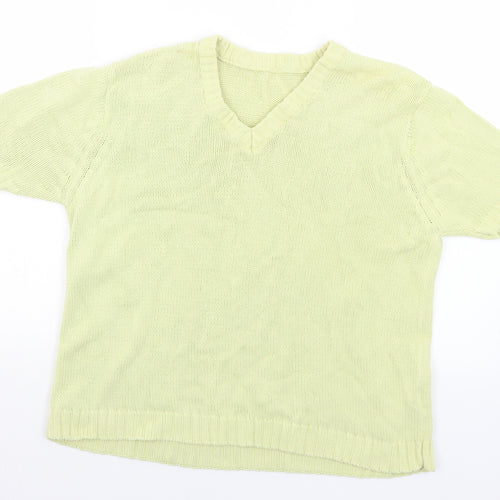 Preworn Womens Yellow V-Neck  Cotton Pullover Jumper Size 14   - 14-16