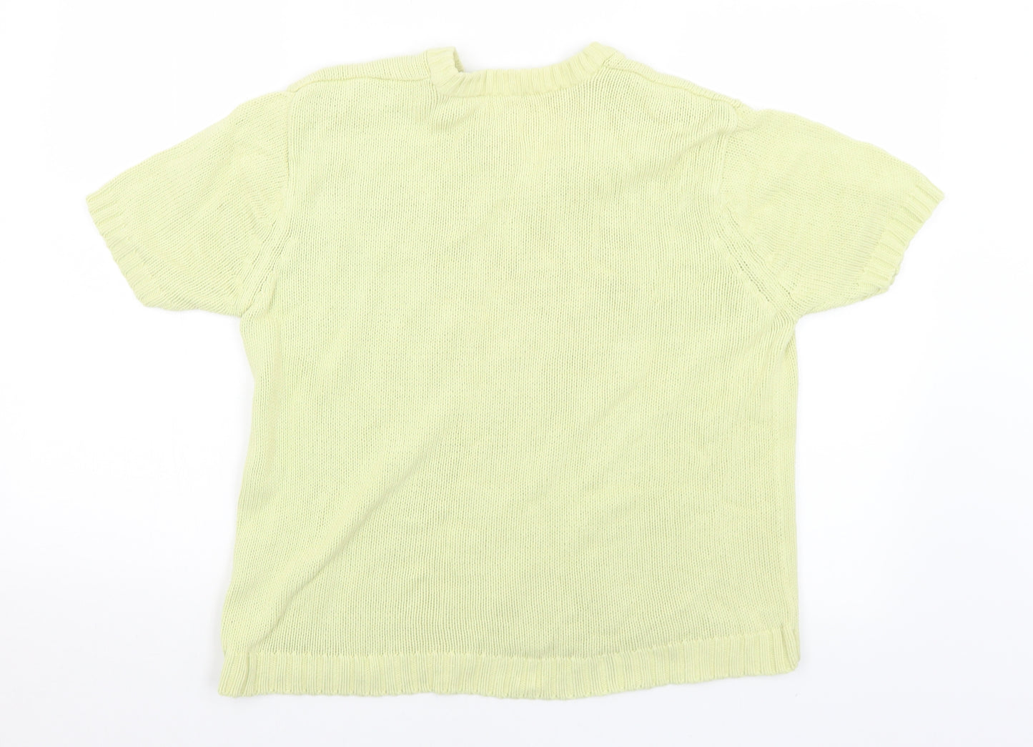 Preworn Womens Yellow V-Neck  Cotton Pullover Jumper Size 14   - 14-16