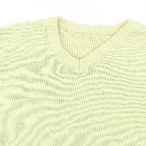 Preworn Womens Yellow V-Neck  Cotton Pullover Jumper Size 14   - 14-16