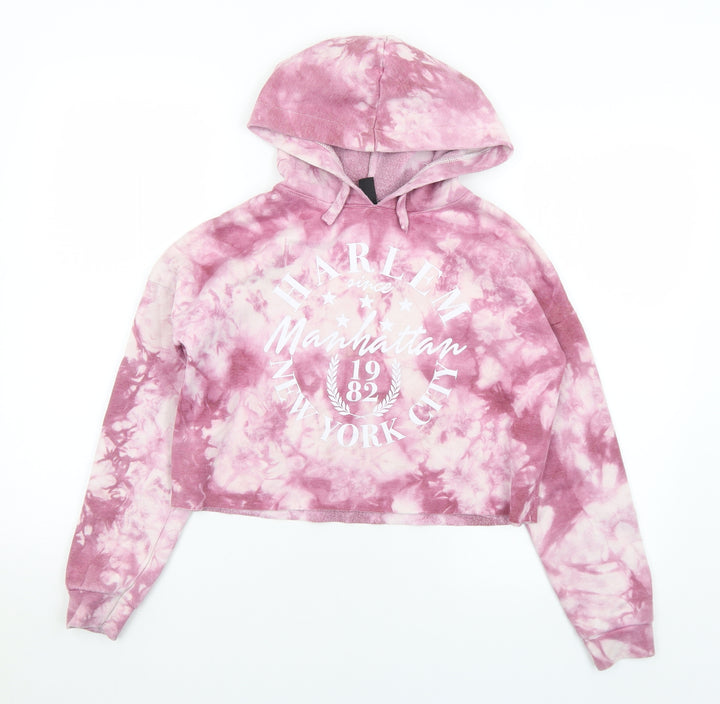 New Look Girls Purple  Polyester Pullover Hoodie Size 12-13 Years   - NYC Cropped Tie dye effect