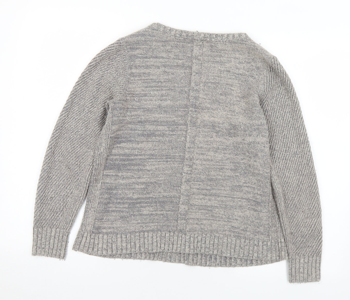 Laura Ashley Womens Grey V-Neck  Acrylic Pullover Jumper Size 14