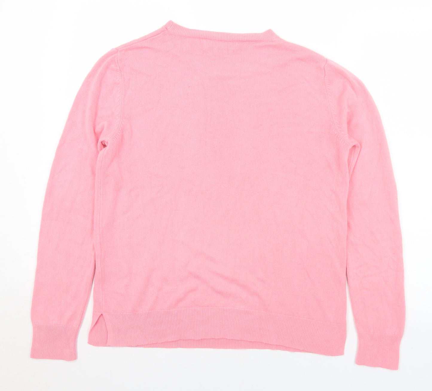 Marks and Spencer Womens Pink Crew Neck  Acrylic Pullover Jumper Size 14