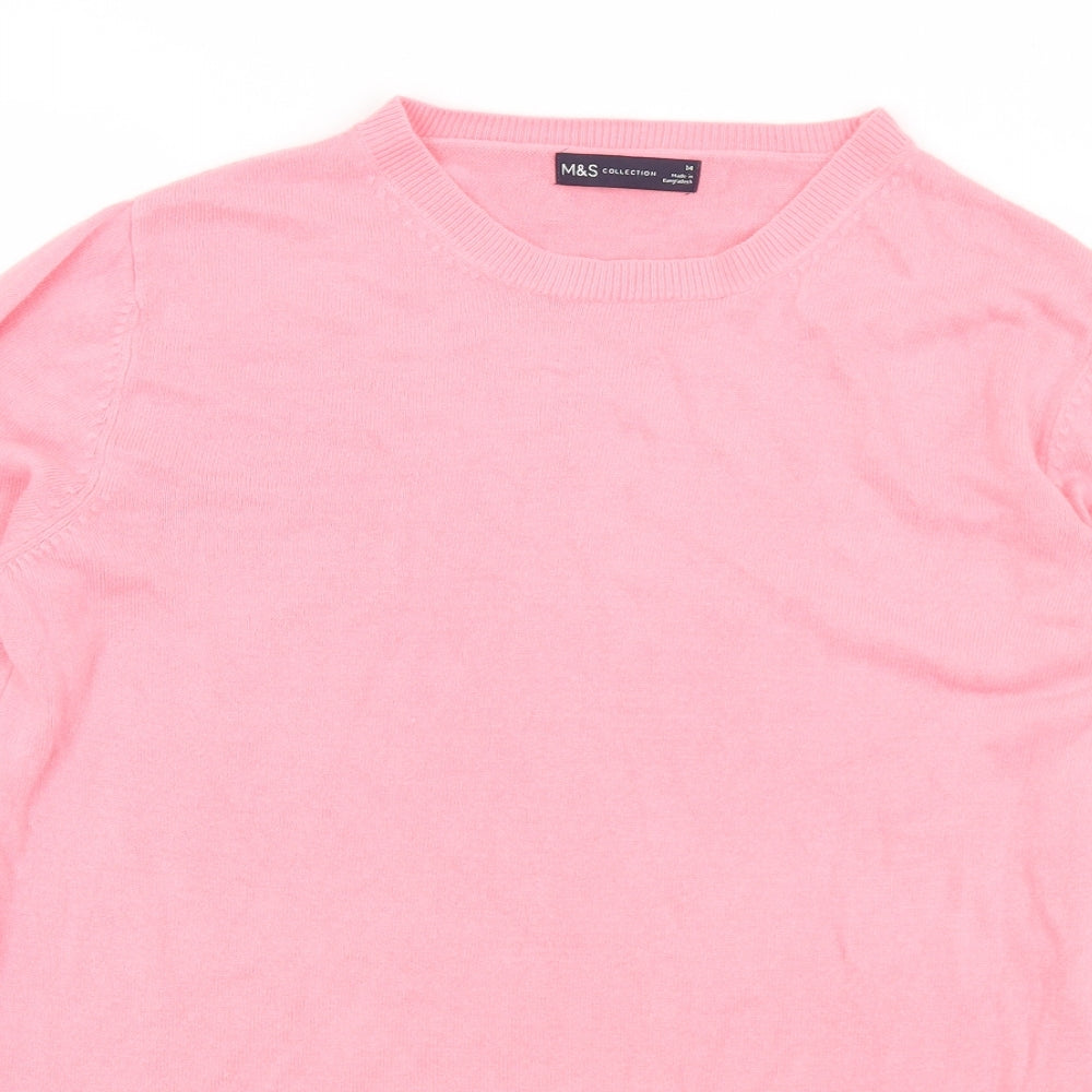 Marks and Spencer Womens Pink Crew Neck  Acrylic Pullover Jumper Size 14