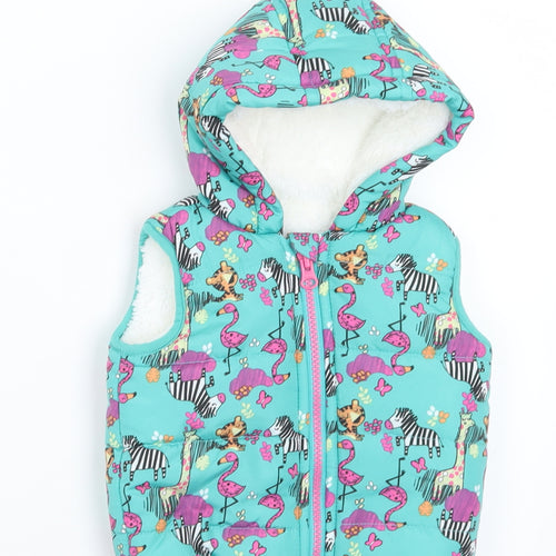 Dunnes Stores Girls Multicoloured Geometric  Gilet Coat Size 3-6 Months   Zip - Animals