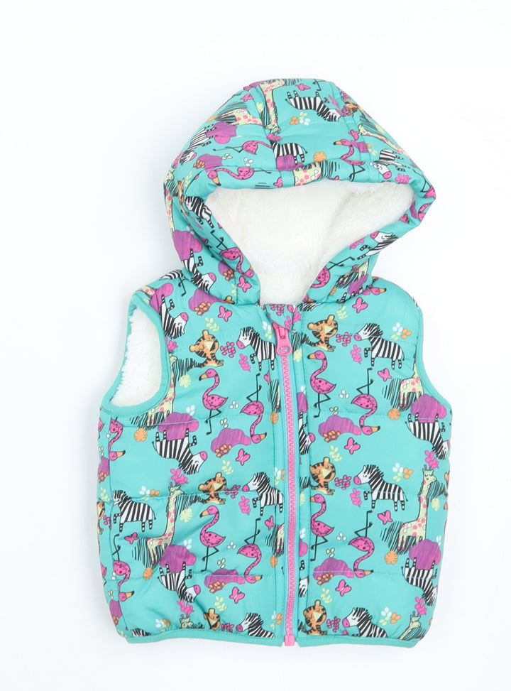 Dunnes Stores Girls Multicoloured Geometric Gilet Coat Size 3-6 Months Zip - Animals