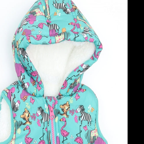 Dunnes Stores Girls Multicoloured Geometric  Gilet Coat Size 3-6 Months   Zip - Animals