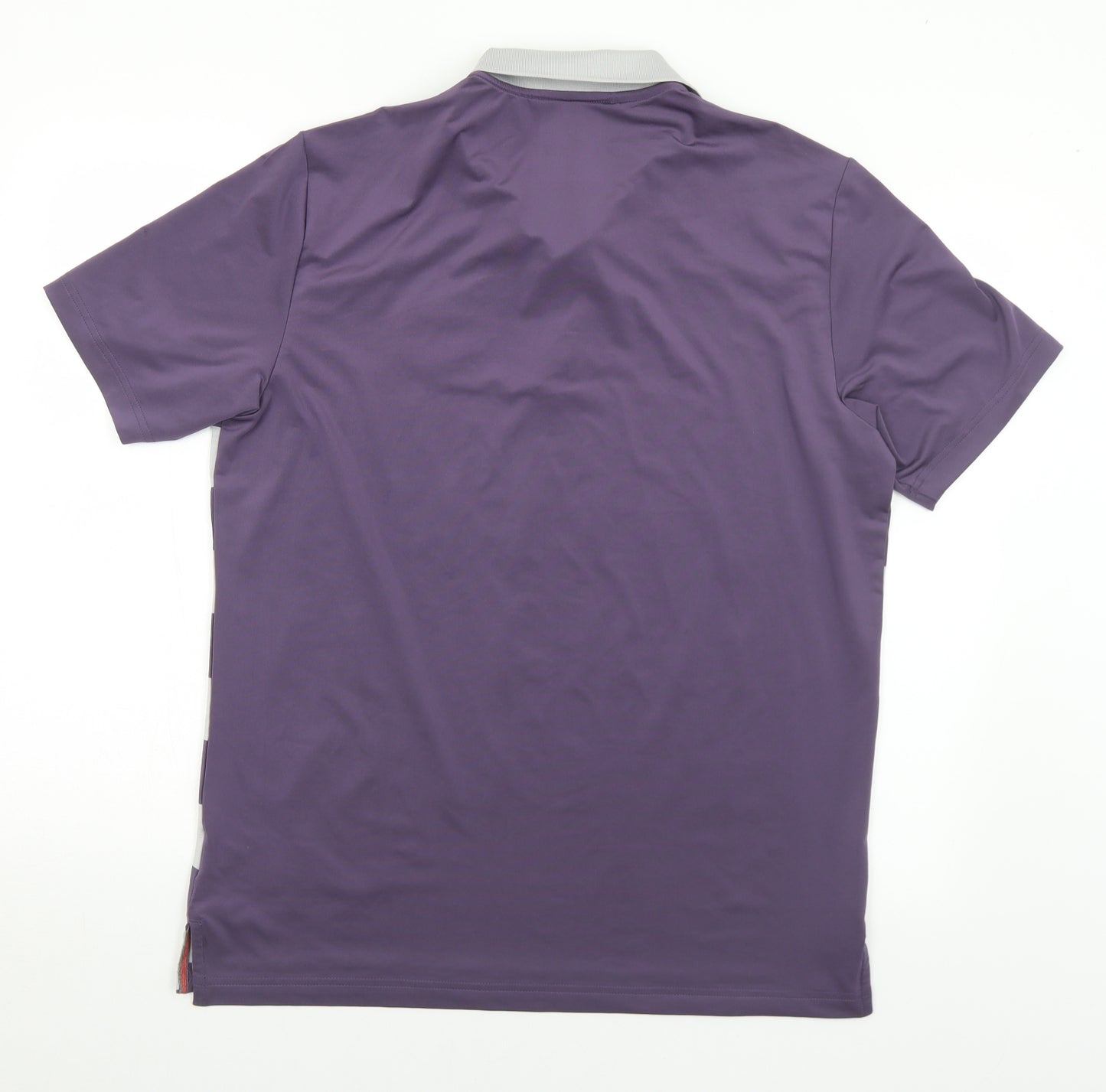 adidas Mens Purple Striped Polyester  Polo Size M Collared  - Golf