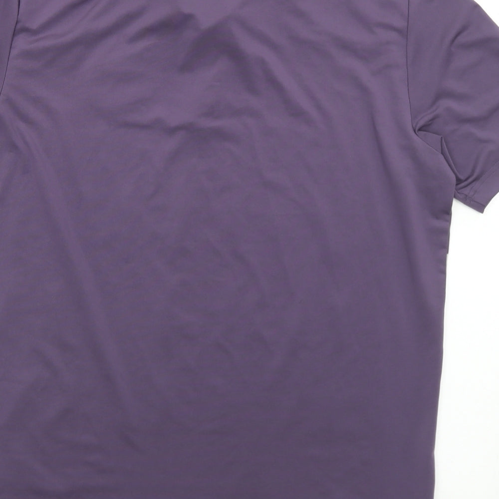 adidas Mens Purple Striped Polyester  Polo Size M Collared  - Golf