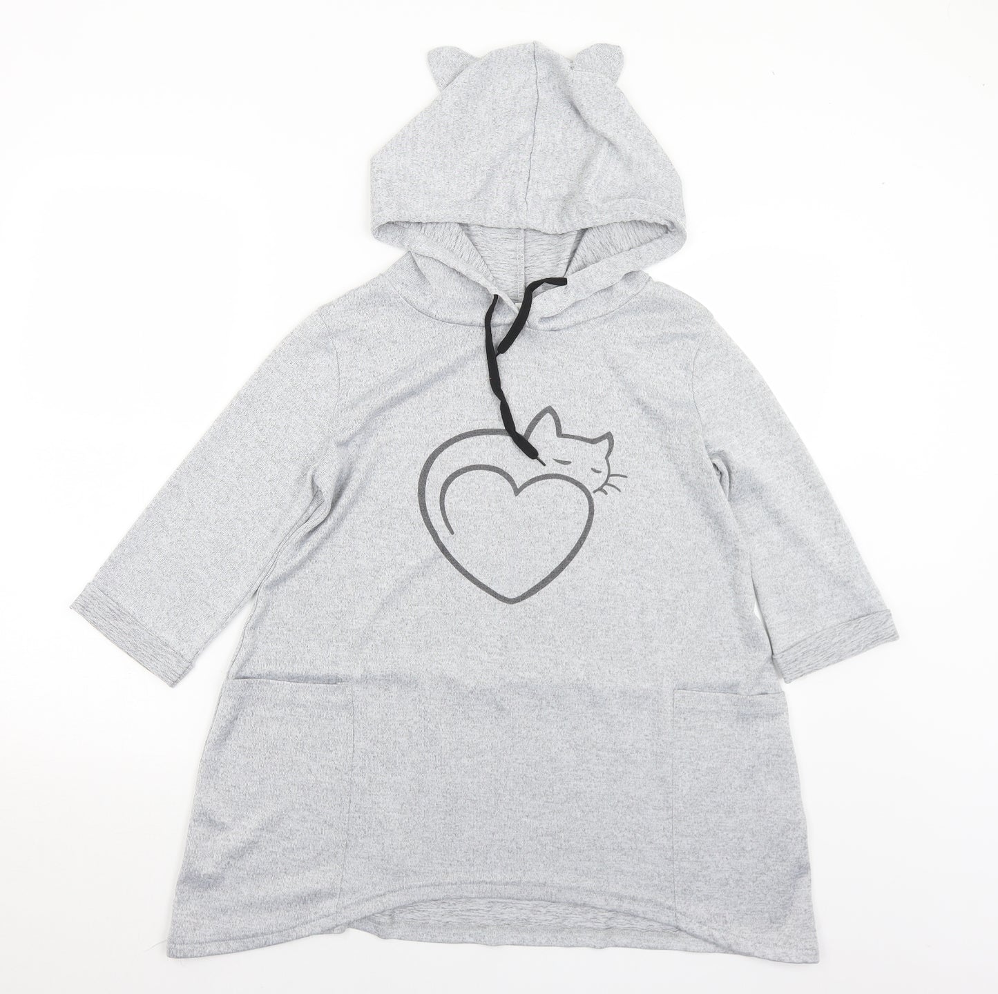 Preworn Womens Grey  Cotton Pullover Hoodie Size S   - Cat