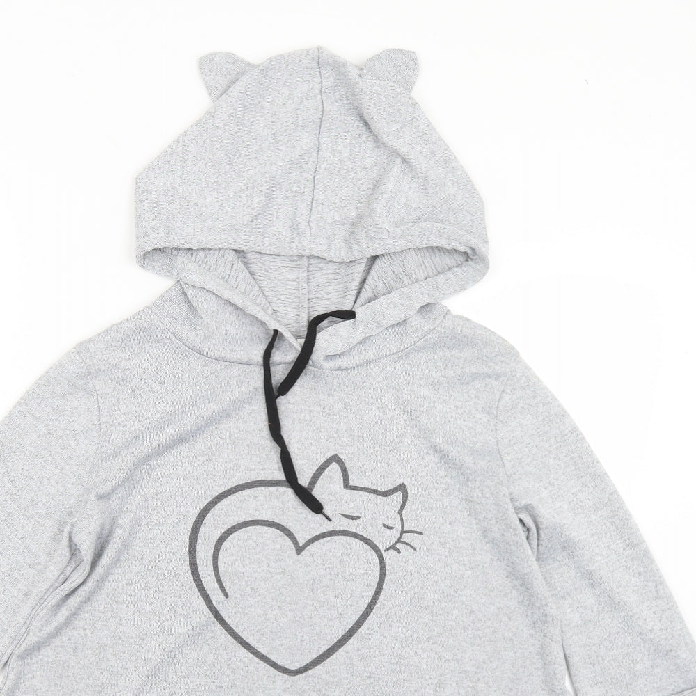 Preworn Womens Grey  Cotton Pullover Hoodie Size S   - Cat