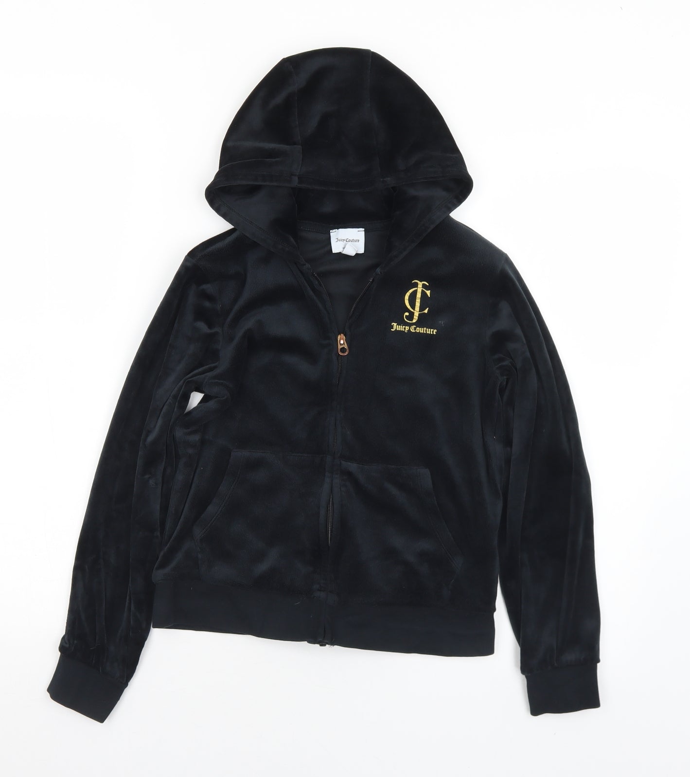 Juicy Couture Girls Black  Polyester Full Zip Hoodie Size 9-10 Years   - Logo