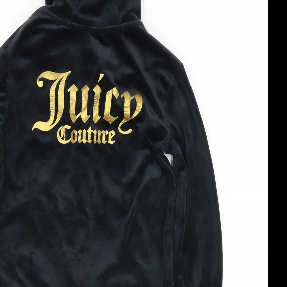 Juicy Couture Girls Black  Polyester Full Zip Hoodie Size 9-10 Years   - Logo