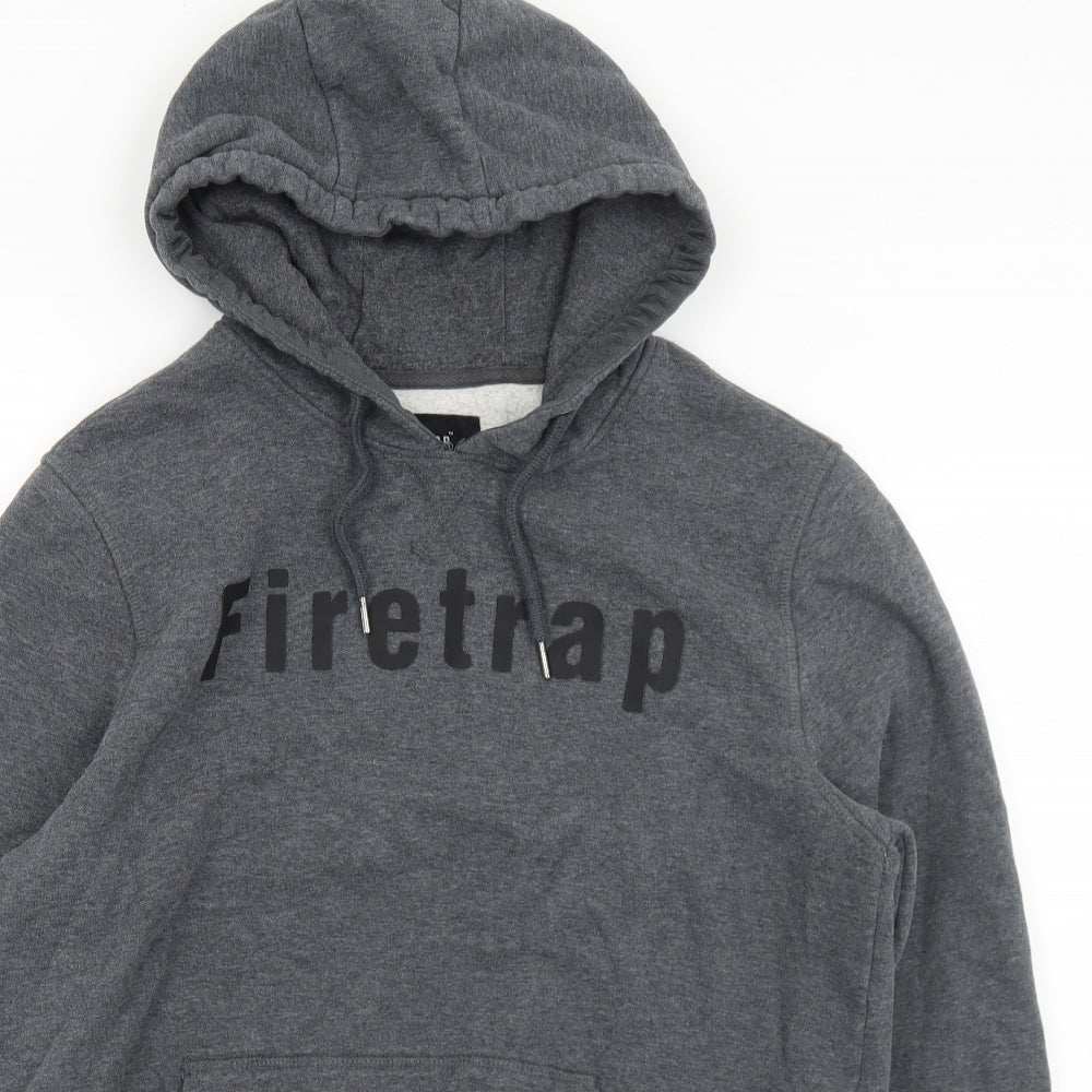 Firetrap Mens Grey  Cotton Pullover Hoodie Size XL   - Logo