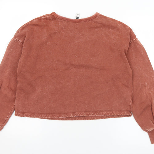 JDY Womens Brown  Cotton Pullover Sweatshirt Size S   - Degasus Tour. Cropped. Distressed effect