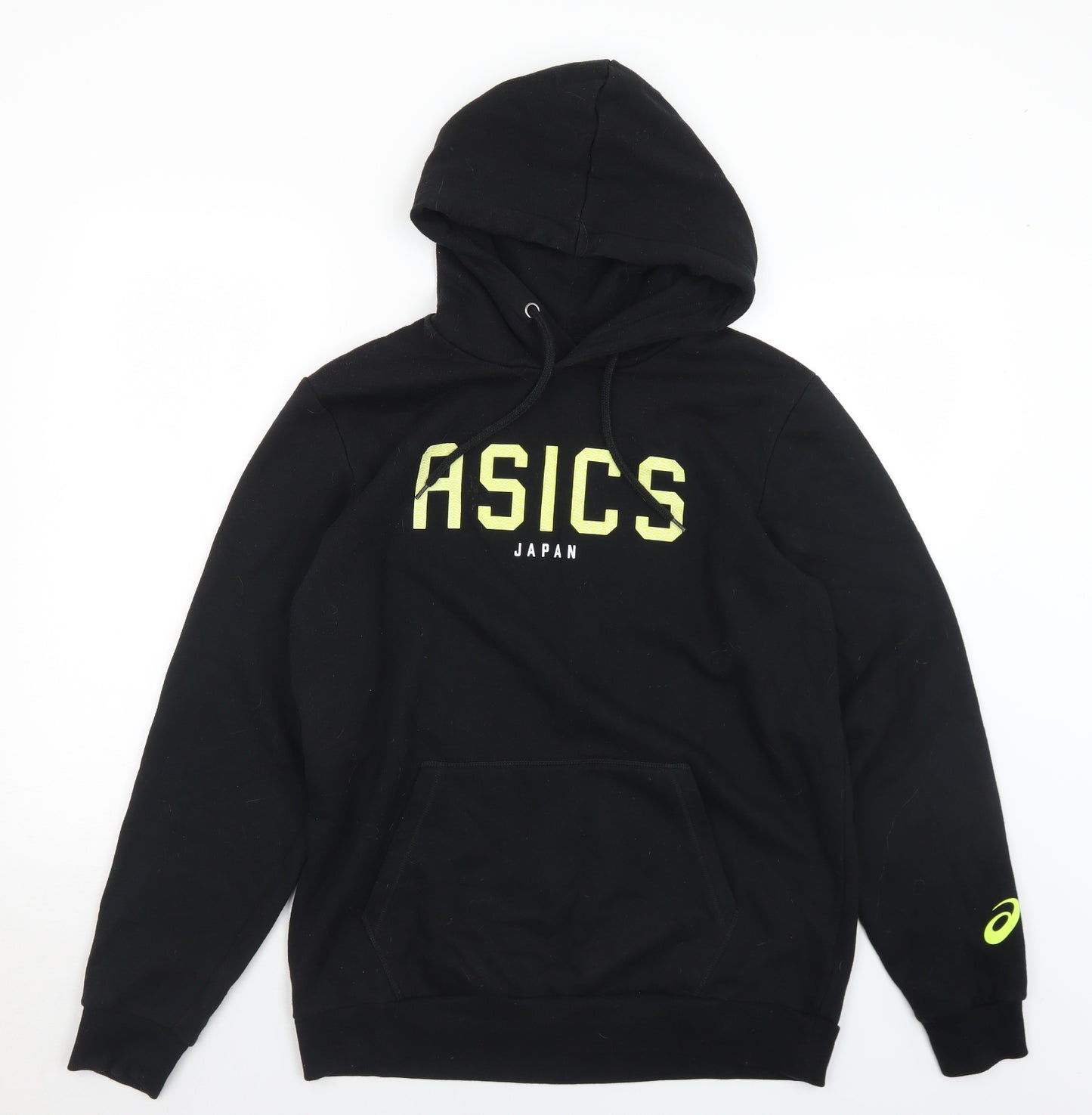 ASICS Mens Black  Cotton Pullover Hoodie Size L   - Logo
