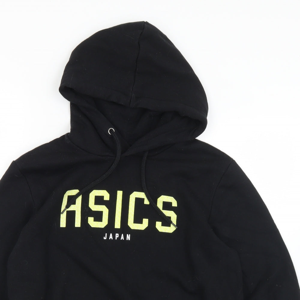 ASICS Mens Black  Cotton Pullover Hoodie Size L   - Logo