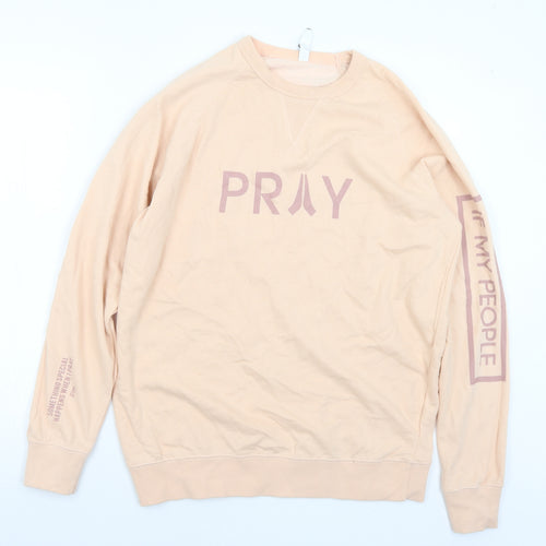 Cotton Heritage Womens Pink  Cotton Pullover Sweatshirt Size L   - Pray