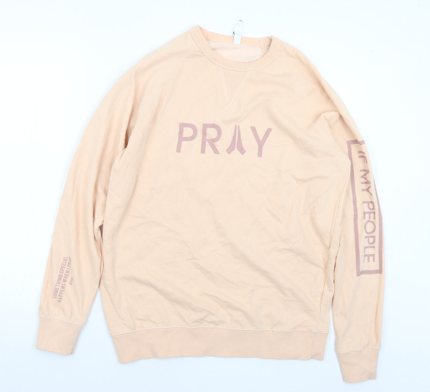 Cotton Heritage Womens Pink  Cotton Pullover Sweatshirt Size L   - Pray