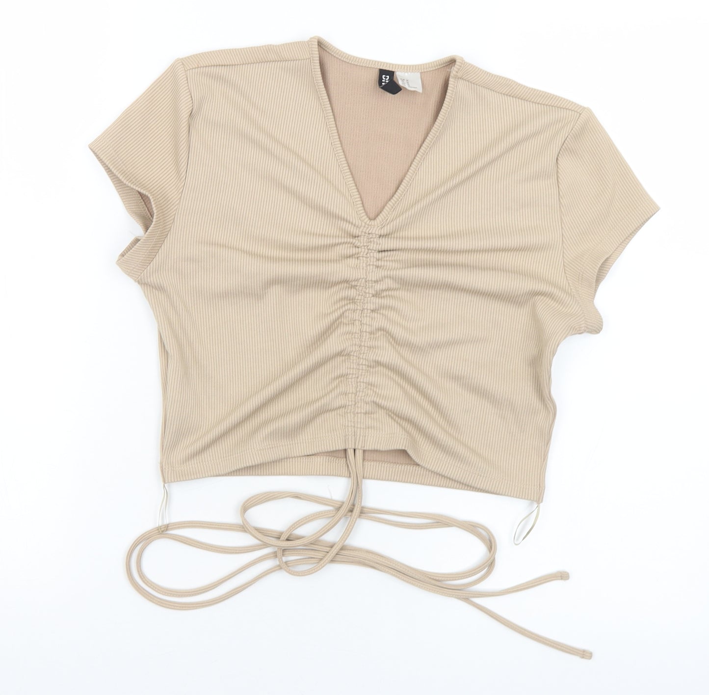 Divided Womens Beige  Polyester Cropped Tank Size M V-Neck