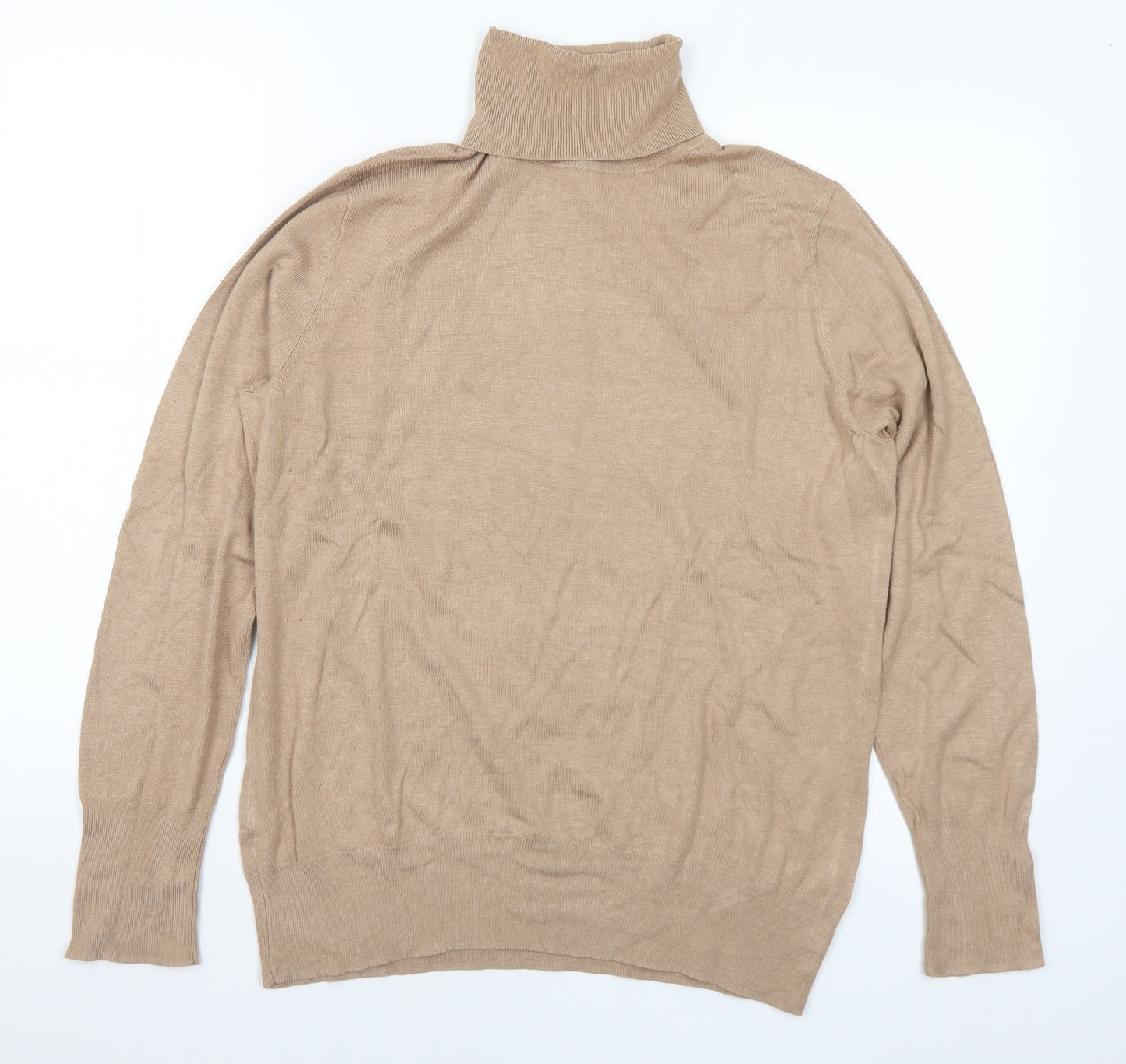 Dunnes Stores Womens Brown Roll Neck  Viscose Pullover Jumper Size XL
