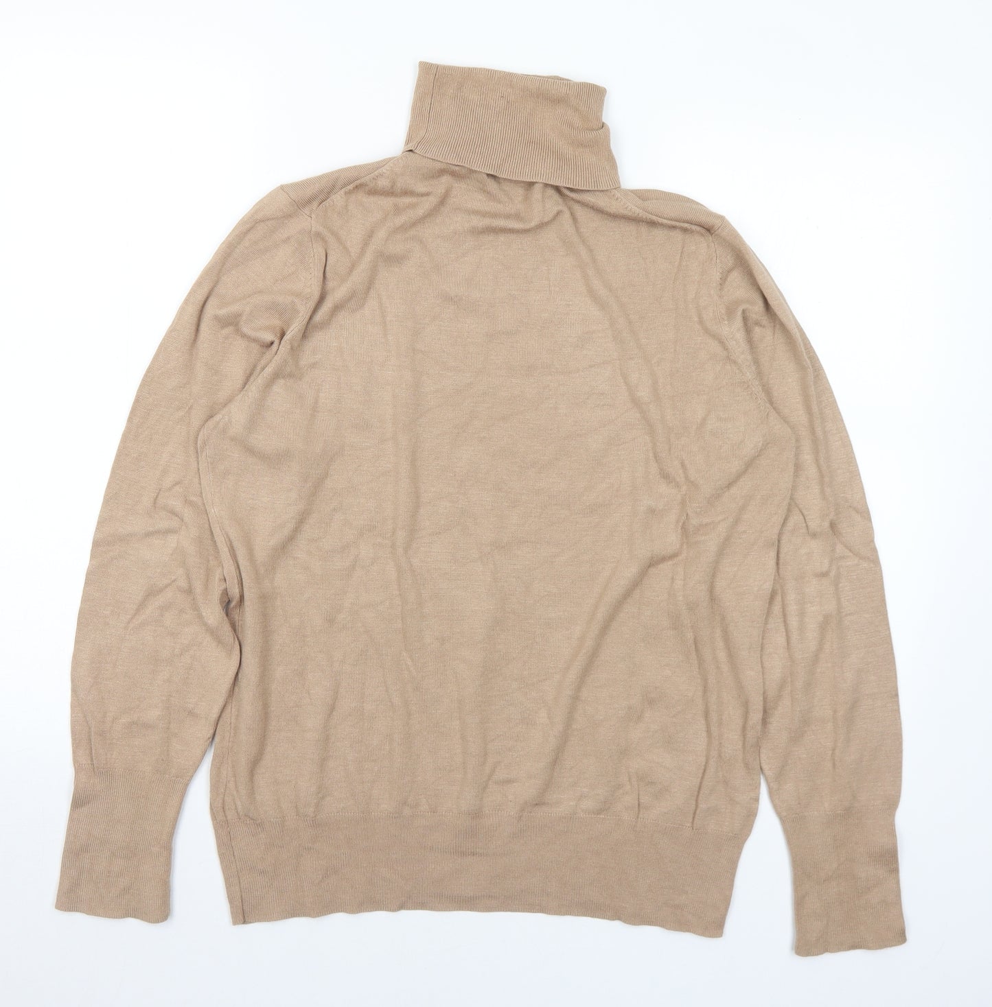 Dunnes Stores Womens Brown Roll Neck  Viscose Pullover Jumper Size XL