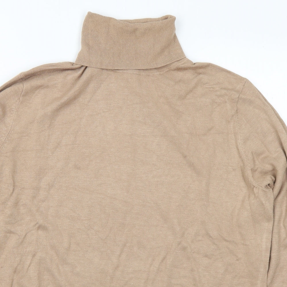 Dunnes Stores Womens Brown Roll Neck  Viscose Pullover Jumper Size XL