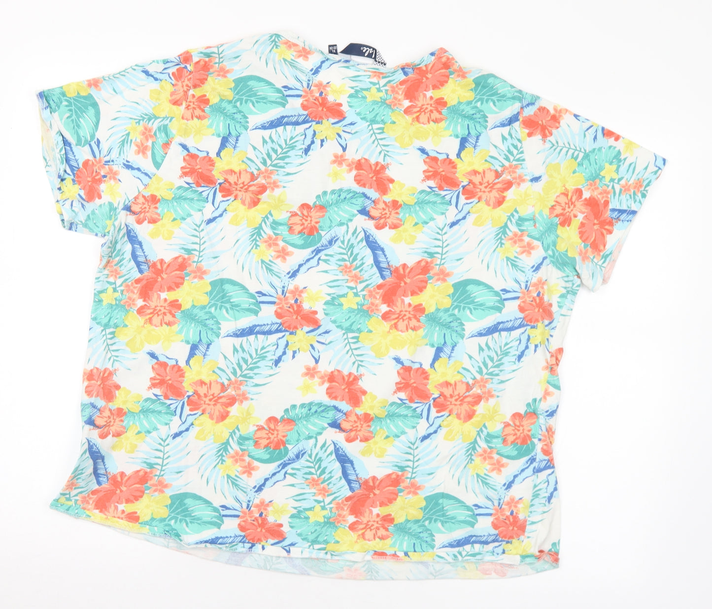 EWM Womens Multicoloured Floral Cotton Basic T-Shirt Size 22 Round Neck - 22-24