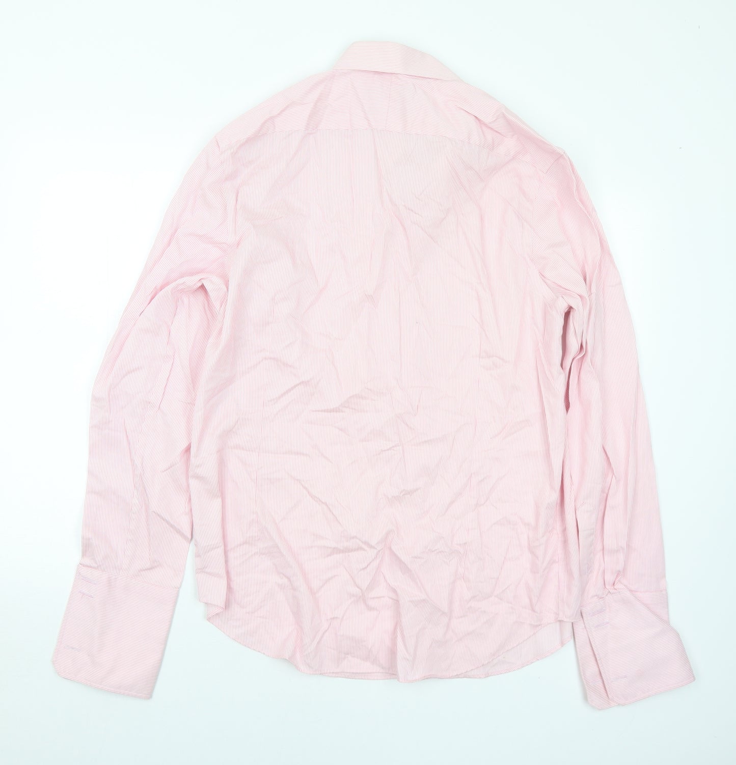 Jeff Banks Mens Pink Striped Cotton  Dress Shirt Size 16.5 Collared
