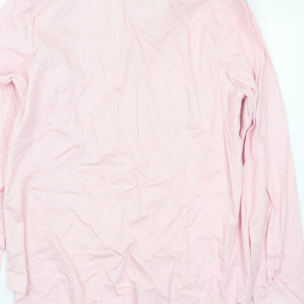 Jeff Banks Mens Pink Striped Cotton  Dress Shirt Size 16.5 Collared
