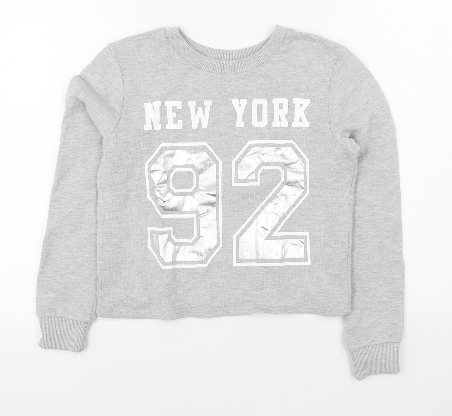 Miss Selfridge Womens Grey  Cotton Pullover Sweatshirt Size 6  Pullover