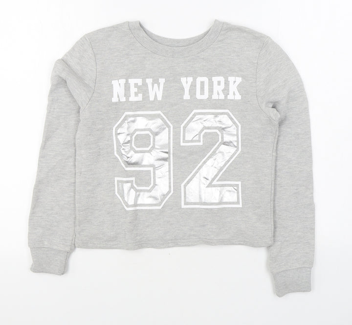 Miss Selfridge Womens Grey  Cotton Pullover Sweatshirt Size 6  Pullover