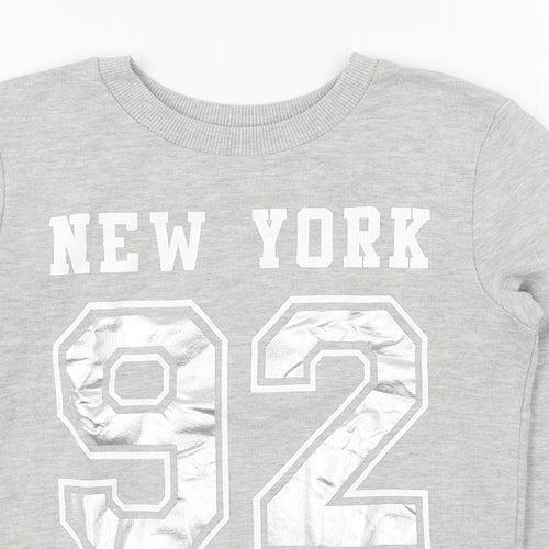 Miss Selfridge Womens Grey  Cotton Pullover Sweatshirt Size 6  Pullover