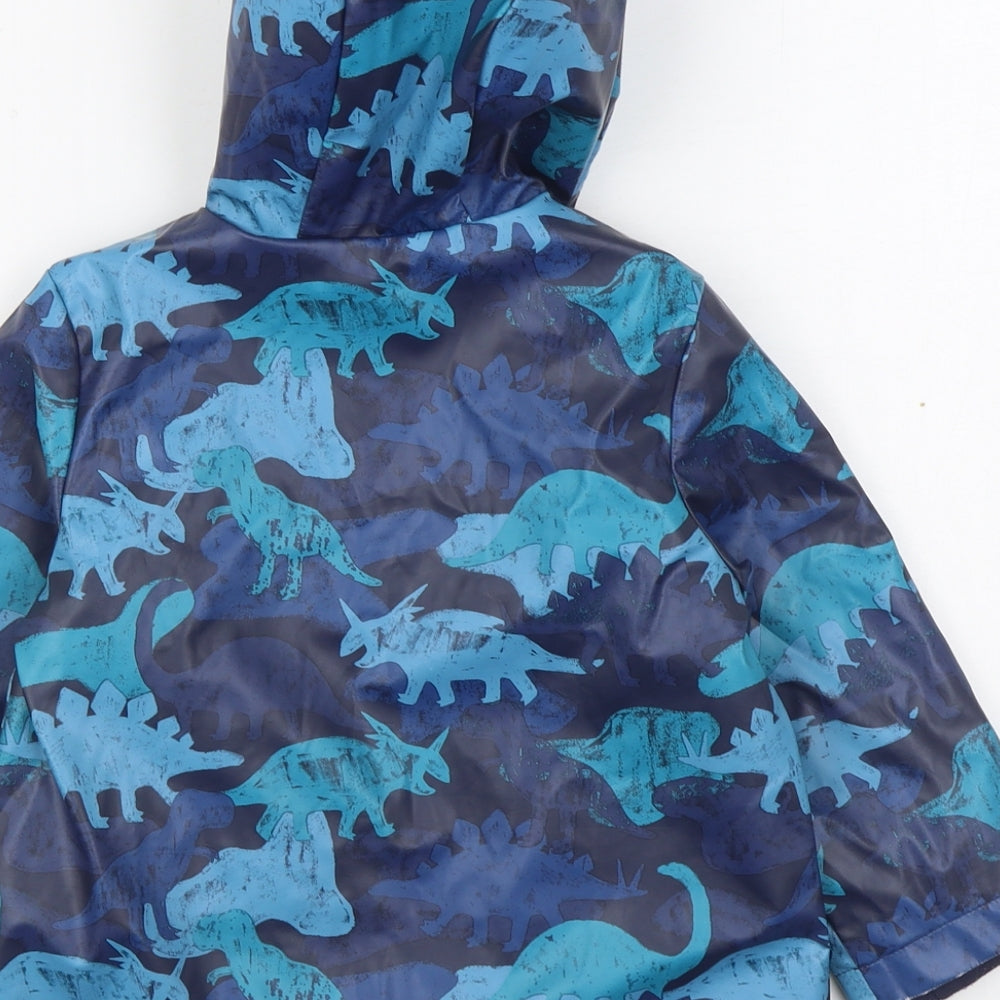 Marks and Spencer Boys Blue Geometric  Rain Coat Coat Size 2-3 Years  Zip