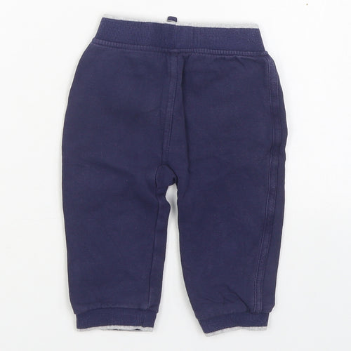 George Boys Blue  100% Cotton Jogger Trousers Size 9-12 Months  Tie